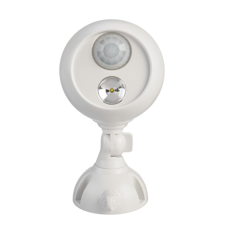 Mr. Beams MB360 Foco de seguridad exterior LED con sensor de movimiento, funciona con batería, Moderno, 1-paquete, Blanco