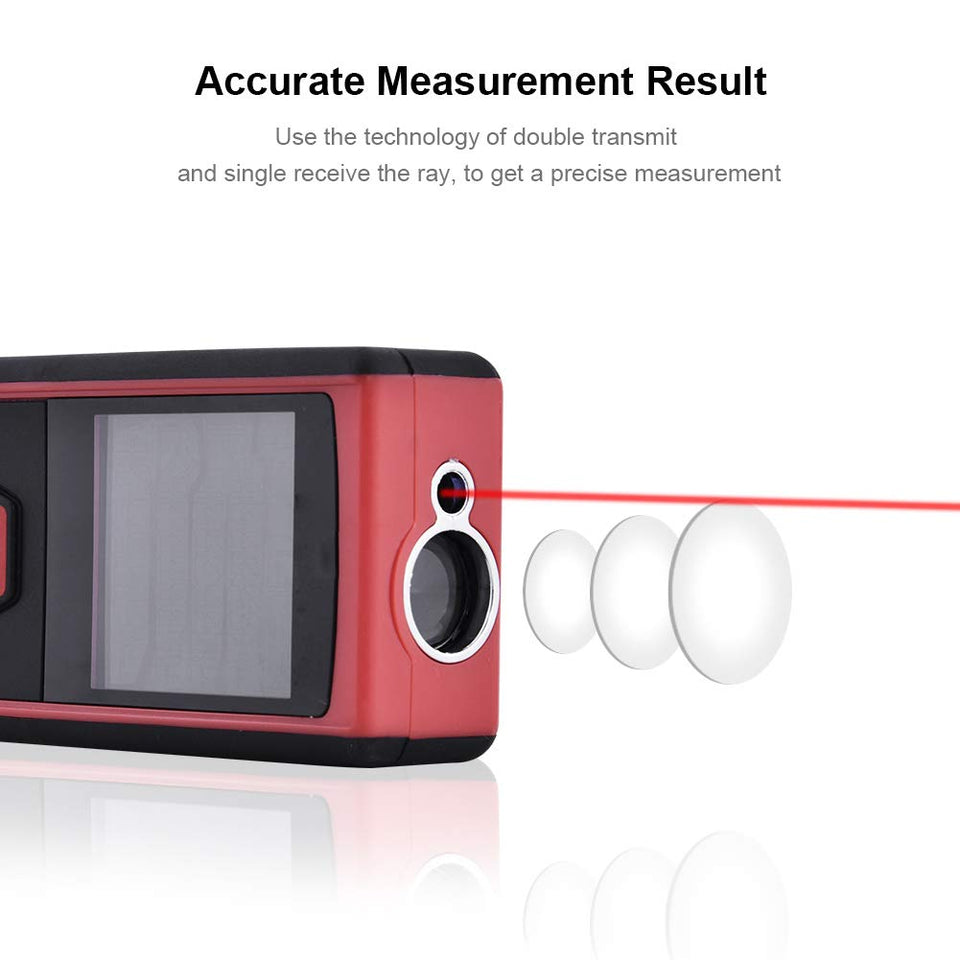 WZTO Medidor Láser de Distancia Digital, Telémetro Láser 40m Mini Portátil Metro Láser, Alta Precisión ±1.5 mm, Pantalla Retroiluminada LCD, Gran Capacidad de Almacenamiento, Rápida Medición, Area Volume