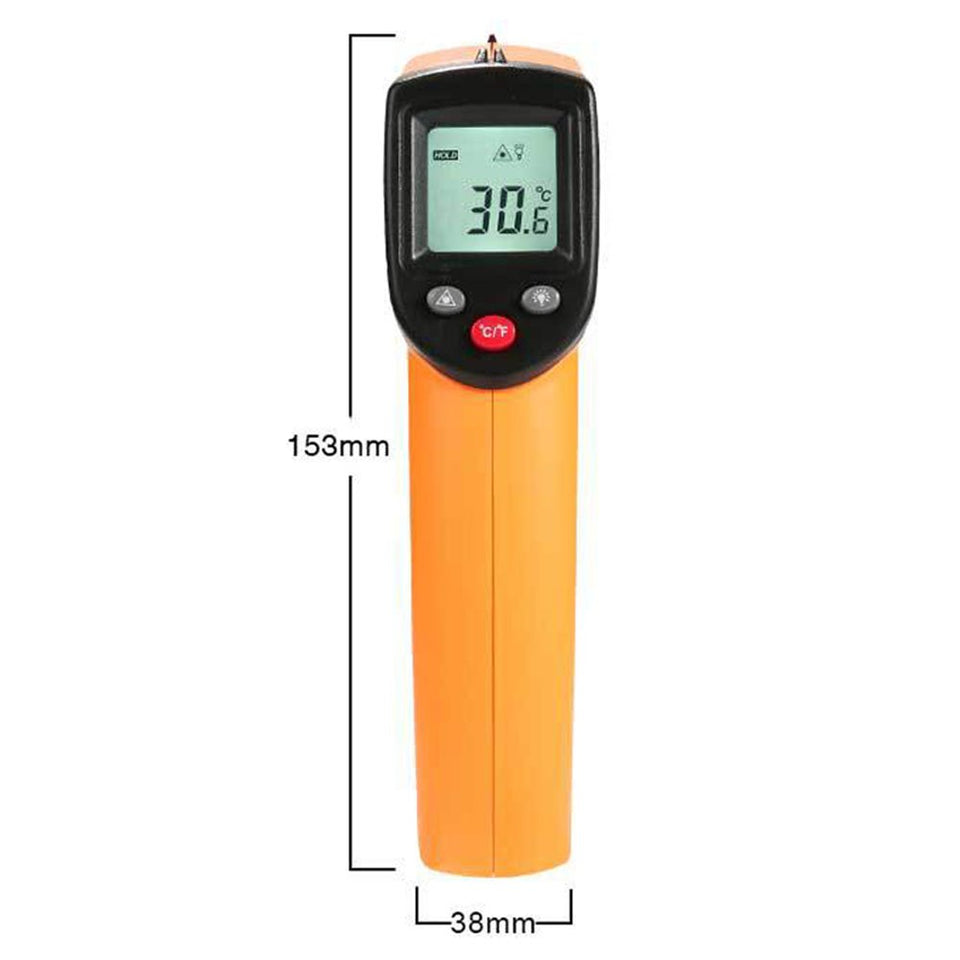 SLACTech Termómetro Infrarrojo Digital Láser, Medidor IR Digital sin Contacto(-50°C a 400°C), Pistola de Temperatura, LCD Iluminación, Amarrillo y Negro