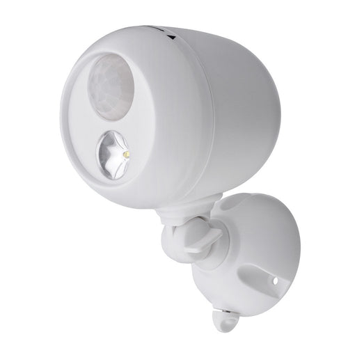 Mr. Beams MB360 Foco de seguridad exterior LED con sensor de movimiento, funciona con batería, Moderno, 1-paquete, Blanco