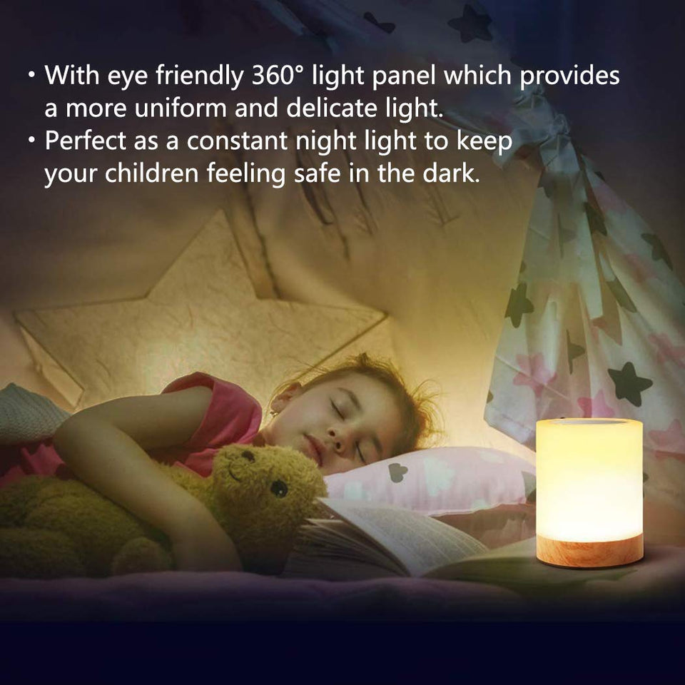 Luz de Noche Recargable, MCSWKEY Luz de Nocturna LED 6 Colores LED Lámparas de Mesa Inteligente para Bebe, Control Tactil, Regulable, Cambio de Color RGB para Niños, Habitación, Cámping (Blanco Cálido)