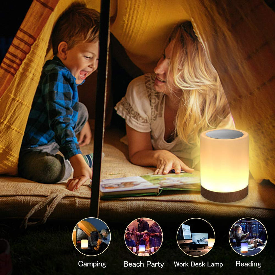 Luz de Noche Recargable, MCSWKEY Luz de Nocturna LED 6 Colores LED Lámparas de Mesa Inteligente para Bebe, Control Tactil, Regulable, Cambio de Color RGB para Niños, Habitación, Cámping (Blanco Cálido)