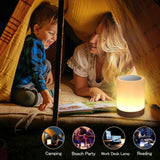 Luz de Noche Recargable, MCSWKEY Luz de Nocturna LED 6 Colores LED Lámparas de Mesa Inteligente para Bebe, Control Tactil, Regulable, Cambio de Color RGB para Niños, Habitación, Cámping (Blanco Cálido)
