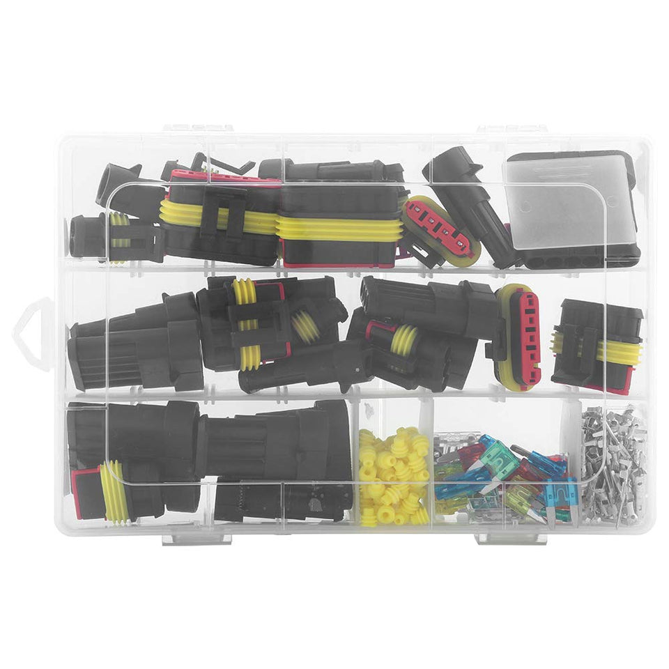 Juego de fusibles de conector a prueba de agua para automóvil, 1/2/3/4/5/6 pines, cable eléctrico para automóvil, conector a prueba de agua, terminal de enchufe + kit de fusibles