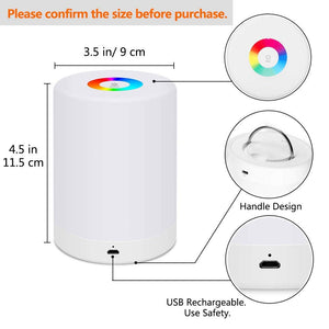 Luz de Noche Recargable, MCSWKEY Luz de Nocturna LED 6 Colores LED Lámparas de Mesa Inteligente para Bebe, Control Tactil, Regulable, Cambio de Color RGB para Niños, Habitación, Cámping (Blanco Cálido)