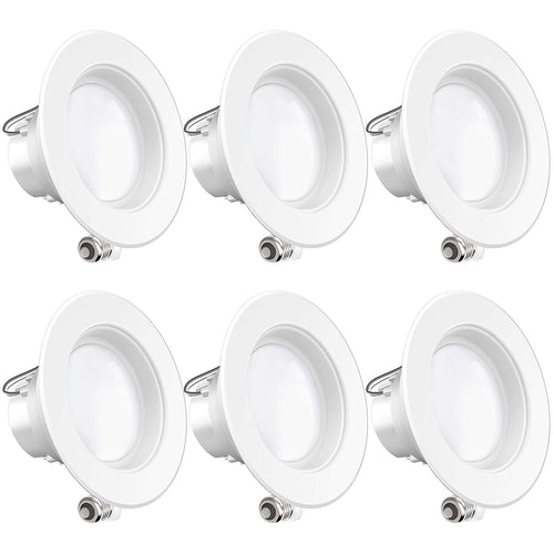 6 Pack – 11 Watt 10,2 cm-pulgadas Energy Star ul-listed Bafle Downlight LED de intensidad regulable retrofit Kit de iluminación empotrada Fixture, LED de techo, ubicación de Wet – -600lm, CRI 90, Blanco cálido (3000K - Warm White)