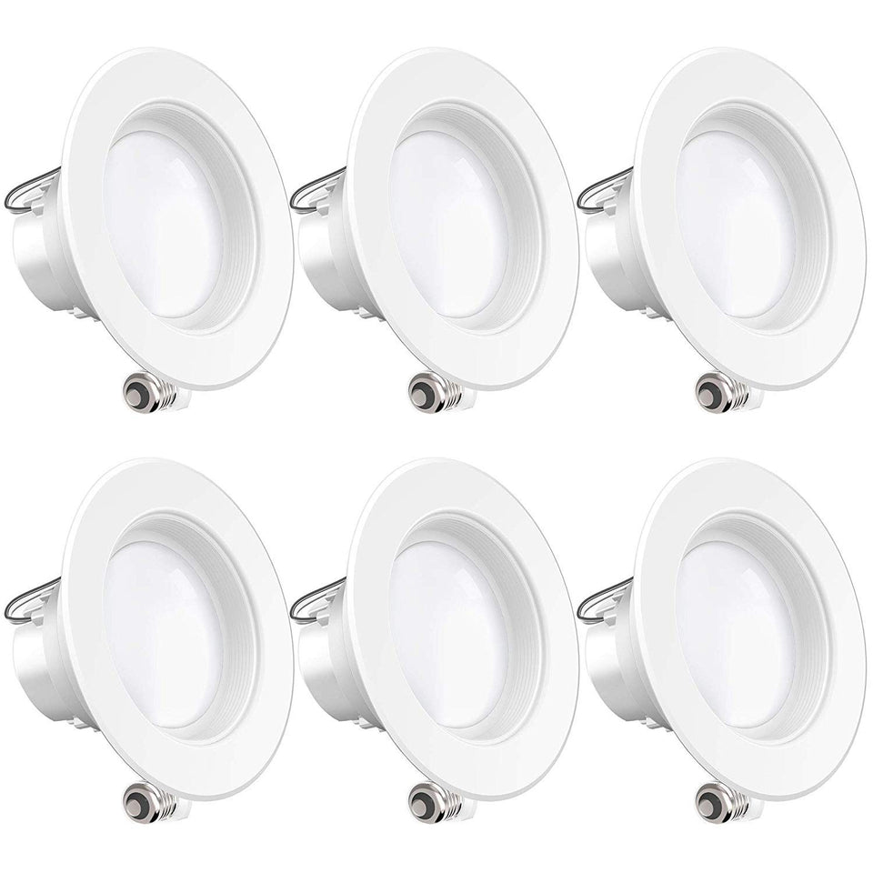 6 Pack – 11 Watt 10,2 cm-pulgadas Energy Star ul-listed Bafle Downlight LED de intensidad regulable retrofit Kit de iluminación empotrada Fixture, LED de techo, ubicación de Wet – -600lm, CRI 90, Blanco cálido (3000K - Warm White)