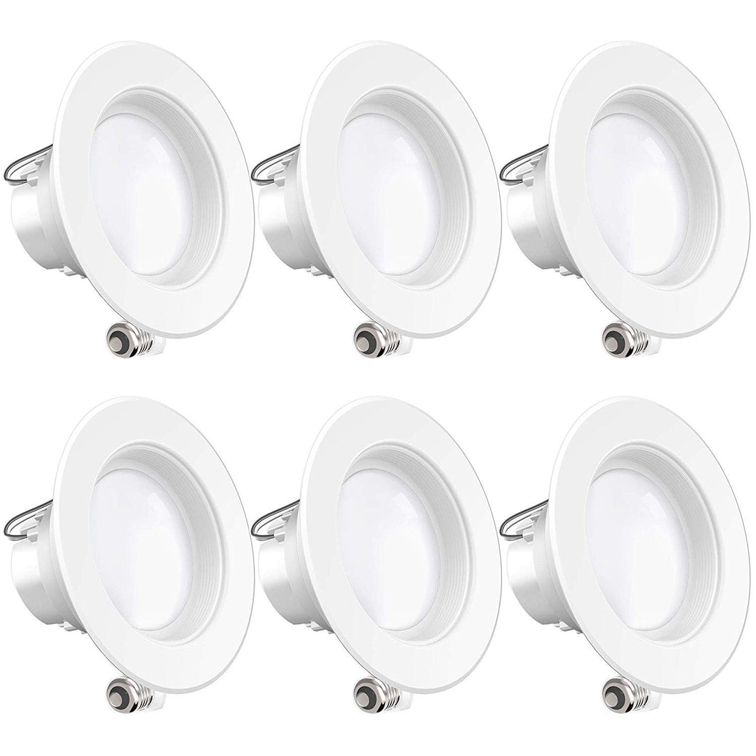 6 Pack – 11 Watt 10,2 cm-pulgadas Energy Star ul-listed Bafle Downlight LED de intensidad regulable retrofit Kit de iluminación empotrada Fixture, LED de techo, ubicación de Wet – -600lm, CRI 90, Blanco cálido (3000K - Warm White)