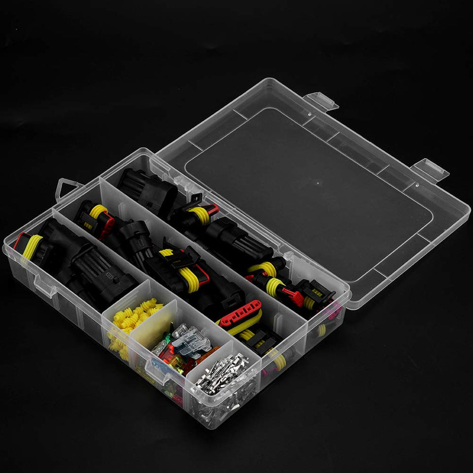Juego de fusibles de conector a prueba de agua para automóvil, 1/2/3/4/5/6 pines, cable eléctrico para automóvil, conector a prueba de agua, terminal de enchufe + kit de fusibles