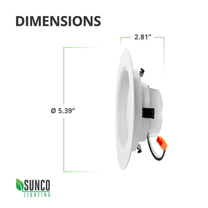 6 Pack – 11 Watt 10,2 cm-pulgadas Energy Star ul-listed Bafle Downlight LED de intensidad regulable retrofit Kit de iluminación empotrada Fixture, LED de techo, ubicación de Wet – -600lm, CRI 90, Blanco cálido (3000K - Warm White)