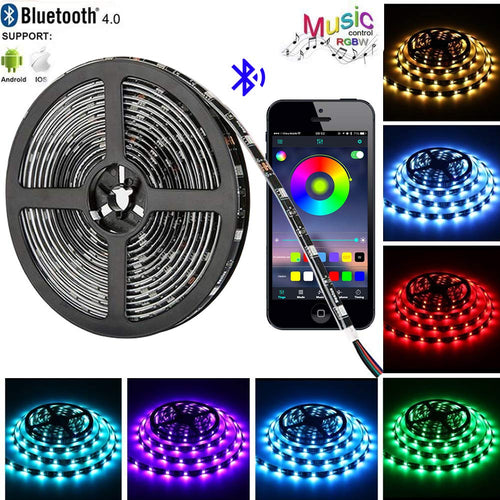 Tira LED de Bluetooth, WINSUNY Luces de Tira LED Controlada por Smartphone APP, Sync to Music, 5050 RGB 6.5 ft / 2 meter, 60 Luz LED Prueba de Agua, USB Multicolor Retroiluminación Tiras de Luces LED Iluminación para Decoración del Hogar y al Aire Libre