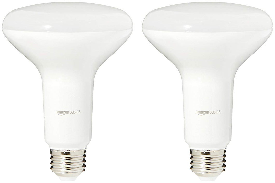 AmazonBasics 65 Watt Equivalent, Daylight, Dimmable, BR30 LED Light Bulb | 2-Pack