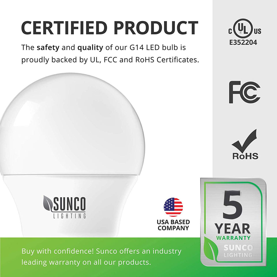 Sunco Lighting G14 - Lámpara de techo (5 W, no regulable), 10 unidades, 3000K Blanco (Warm White)