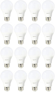 AmazonBasics Bombilla LED de 60 W equivalente, blanco neutro, regulable, A19, paquete de 16 unidades