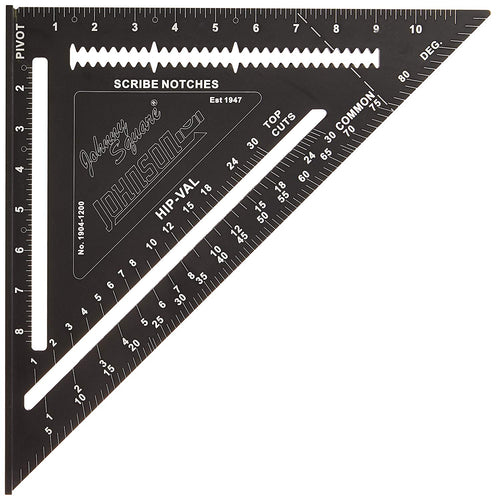 Johnson Level & Tool Johnny Square, profesional de fácil lectura de aluminio Rafter Square sin manual