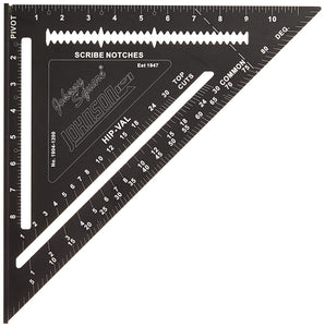 Johnson Level & Tool Johnny Square, profesional de fácil lectura de aluminio Rafter Square sin manual