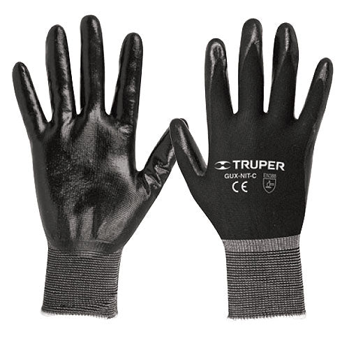 Truper GU-113 Guantes de nylon, recubierto de poliuretano, puño tejido.